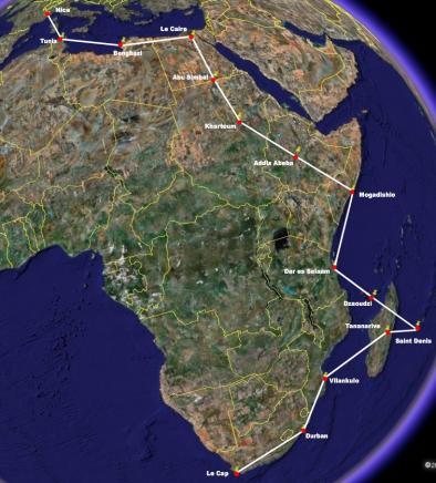 afrique trajet aller